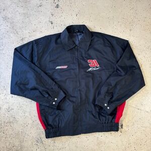 Vintage y2k Black and Red NASCAR Jeff Burton RCR Cat Racing Jacket Size Large